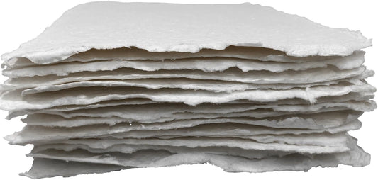 Wanderings Thick Handmade Watercolor Paper with Deckled Edge - 8"x8" - 500GSM Premium Painting Paper White Cold Press Watercolor Paper Textured Mixed Media Paper Made with Recycled Cotton - 15 Sheets