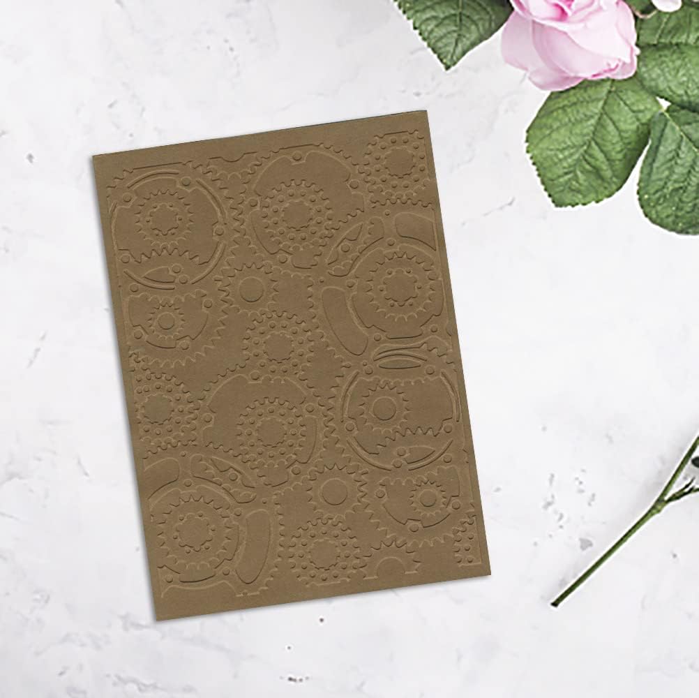 3-D Textured Impressions Gear Embossing Folder, Background Plastic Embossing Folder Template for Card Making Scrapbooking Paper Craft Album Stamps DIY Décor