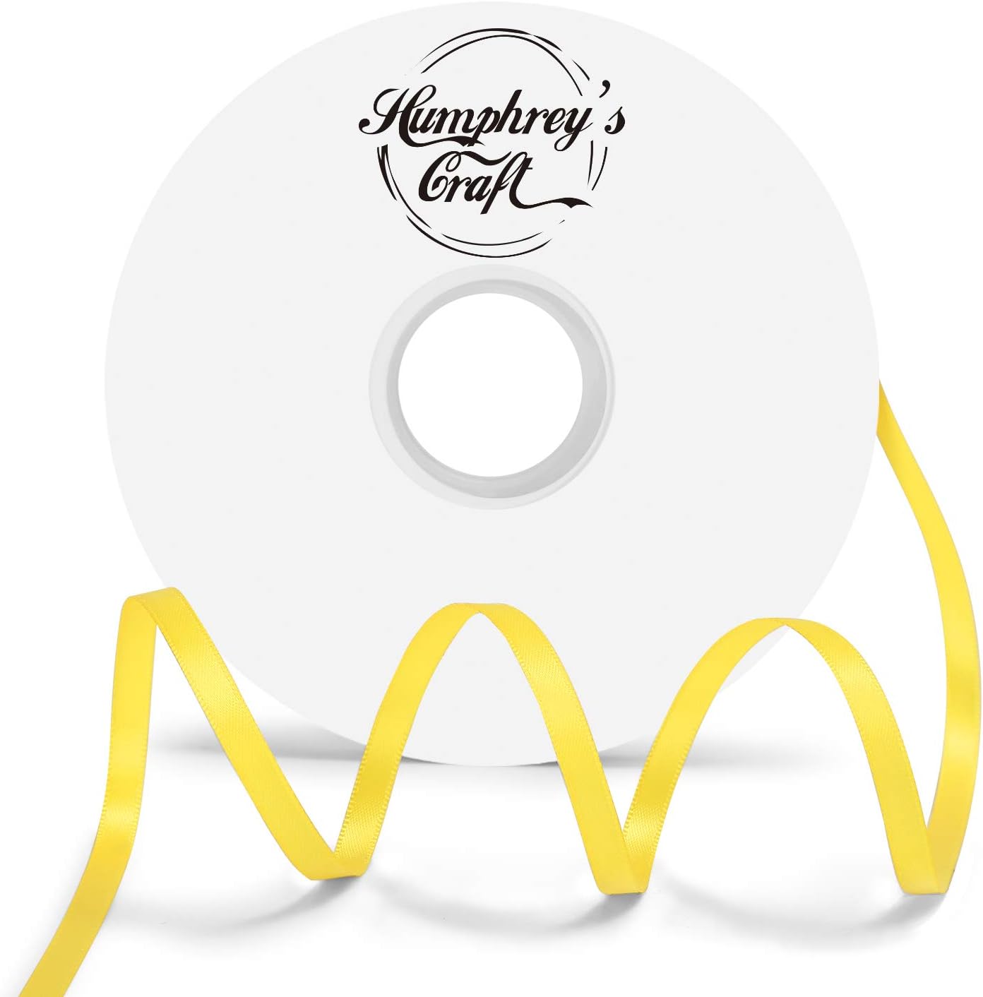 Humphrey's Craft 1/4 Inch Daffodil Yellow Double Faced Satin Ribbon - 50 Yards Variety of Color for Crafts Gift Wrapping Bows Bouquet Decoration Sewing Christmas Tree Wedding Invitations.