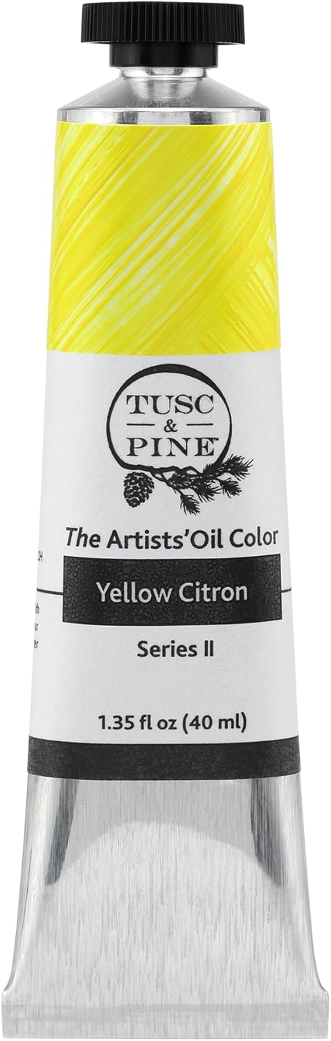 Tusc & Pine Artist Oil Paint - Yellow Citron, 40 ml, Non-Yellowing, Rich & Creamy Consistency, Maximum Pigment Load, Small Batch Milled Oil Paints Made in the USA for Professional Artists