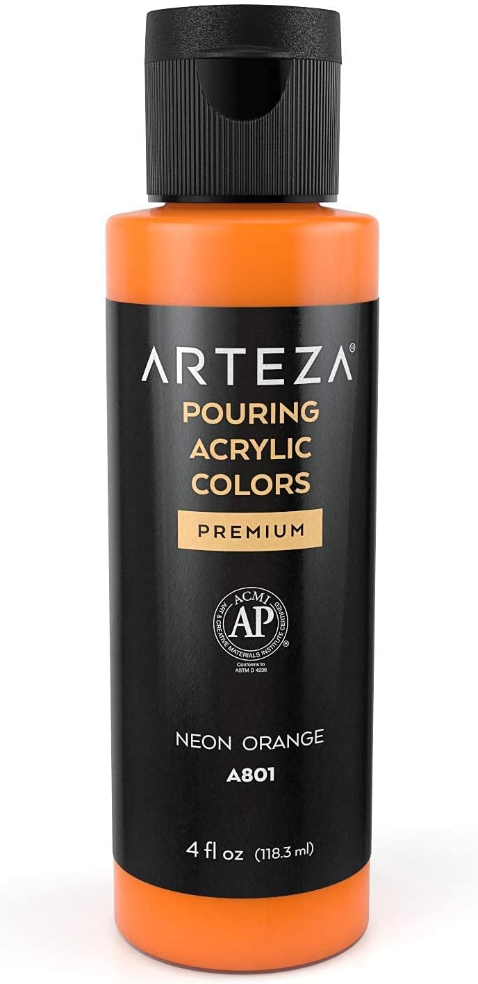 ARTEZA Acrylic Pouring Paint Set, 4 Orchid Colors, 4 oz Bottles, High-Flow Paint, No Mixing Needed, Art Supplies for Canvas, Glass, Paper, Wood, Tile, and Stones, Orchid Tones, 16 Fl Oz (Pack of 1)