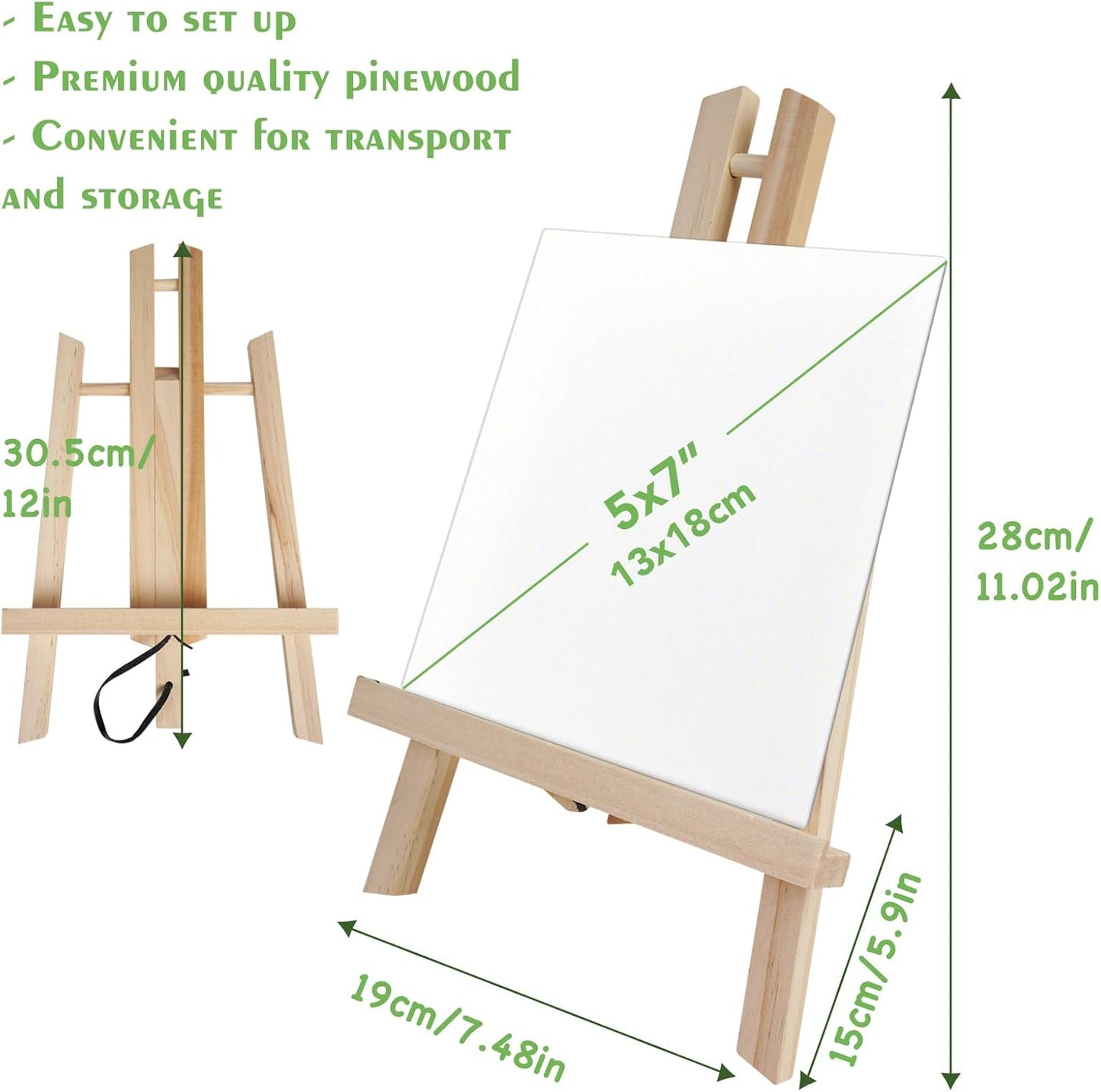 12Pack Wooden Tabletop Easel for Painting and Display, 11.8" Small Portable A-Frame Tripod Stand for 8x10 and 11x14 Canvas, Desk Easel for Photos, Students Kids Beginners