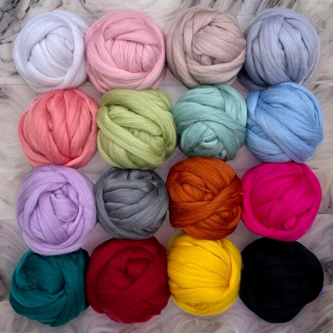 Revolution Fibers Dyed Corriedale Wool | 8 Ounces of Premium Combed Wool Top | 26 Micron, 100% Pure Corriedale Wool Roving, Ethically Sourced (Clementine Orange)