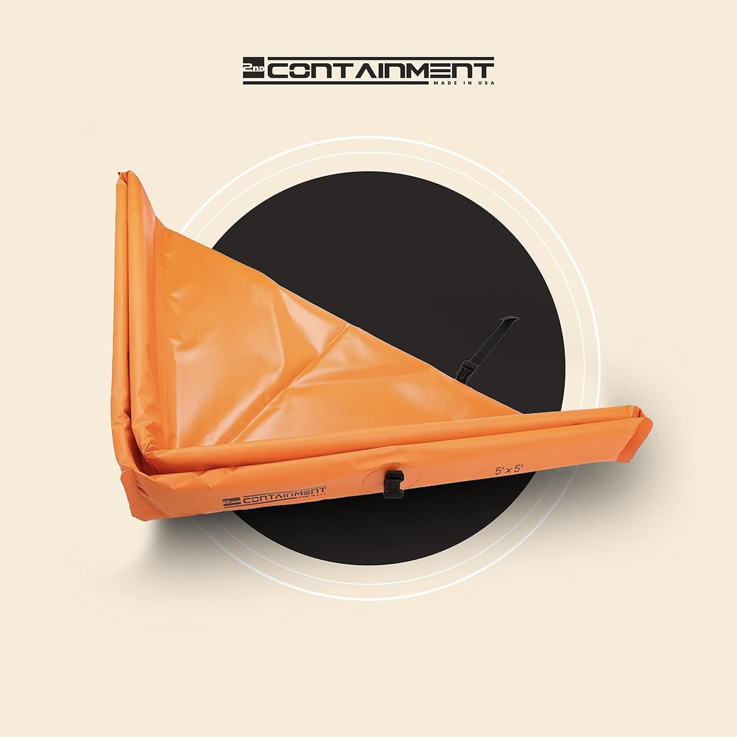 5 ft x 5 ft - 2nd Containment Spill Containment Berm - PVC Orange Made in U.S.A.