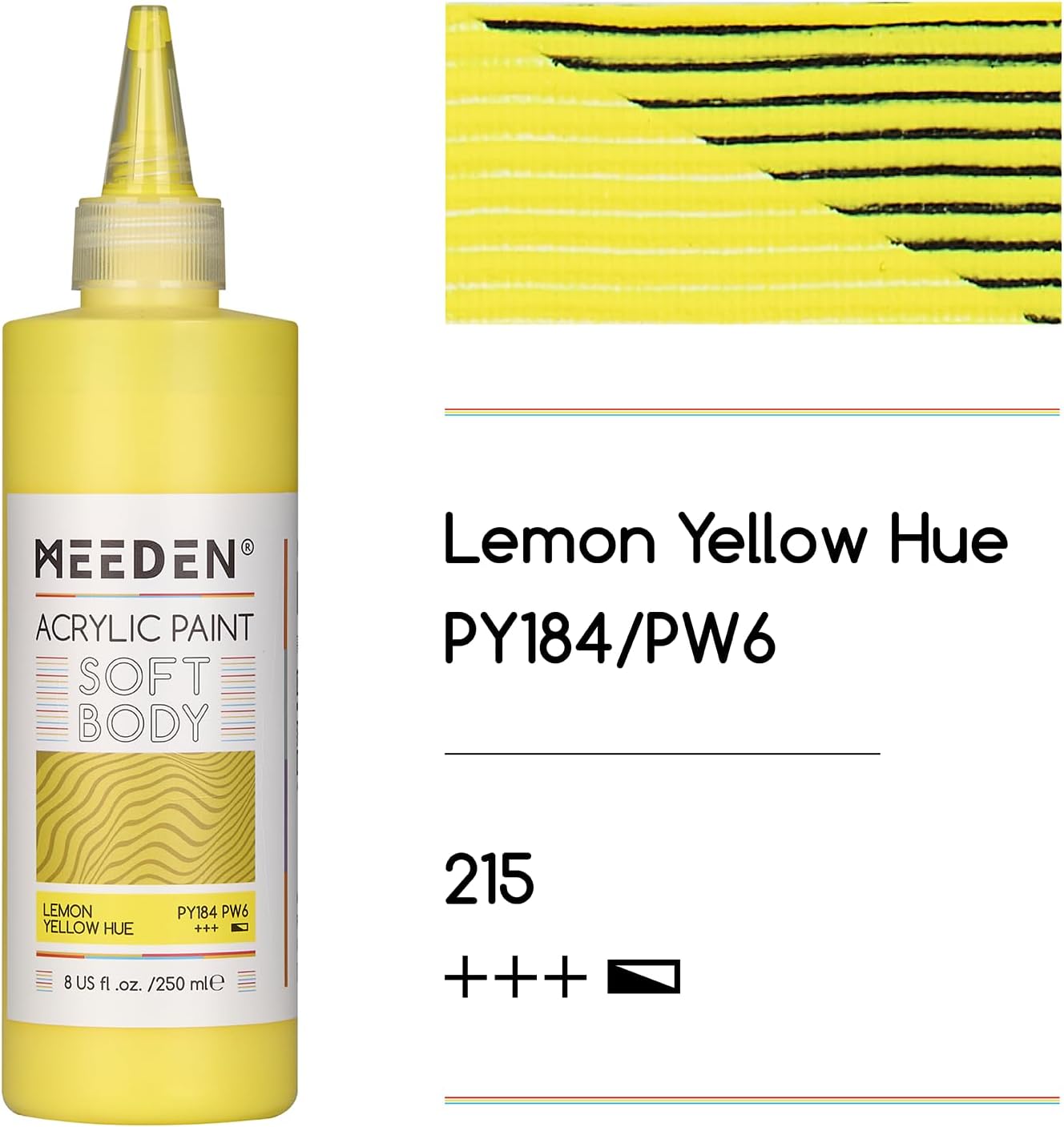 MEEDEN Soft Body Acrylic Paint: Lemon Yellow Hue Matte Finish - 250ml/8.45oz Bulk Acrylic Colors in Ergonomic Bottle - Fluid Flow Art Paints for Artists Canvas Painting