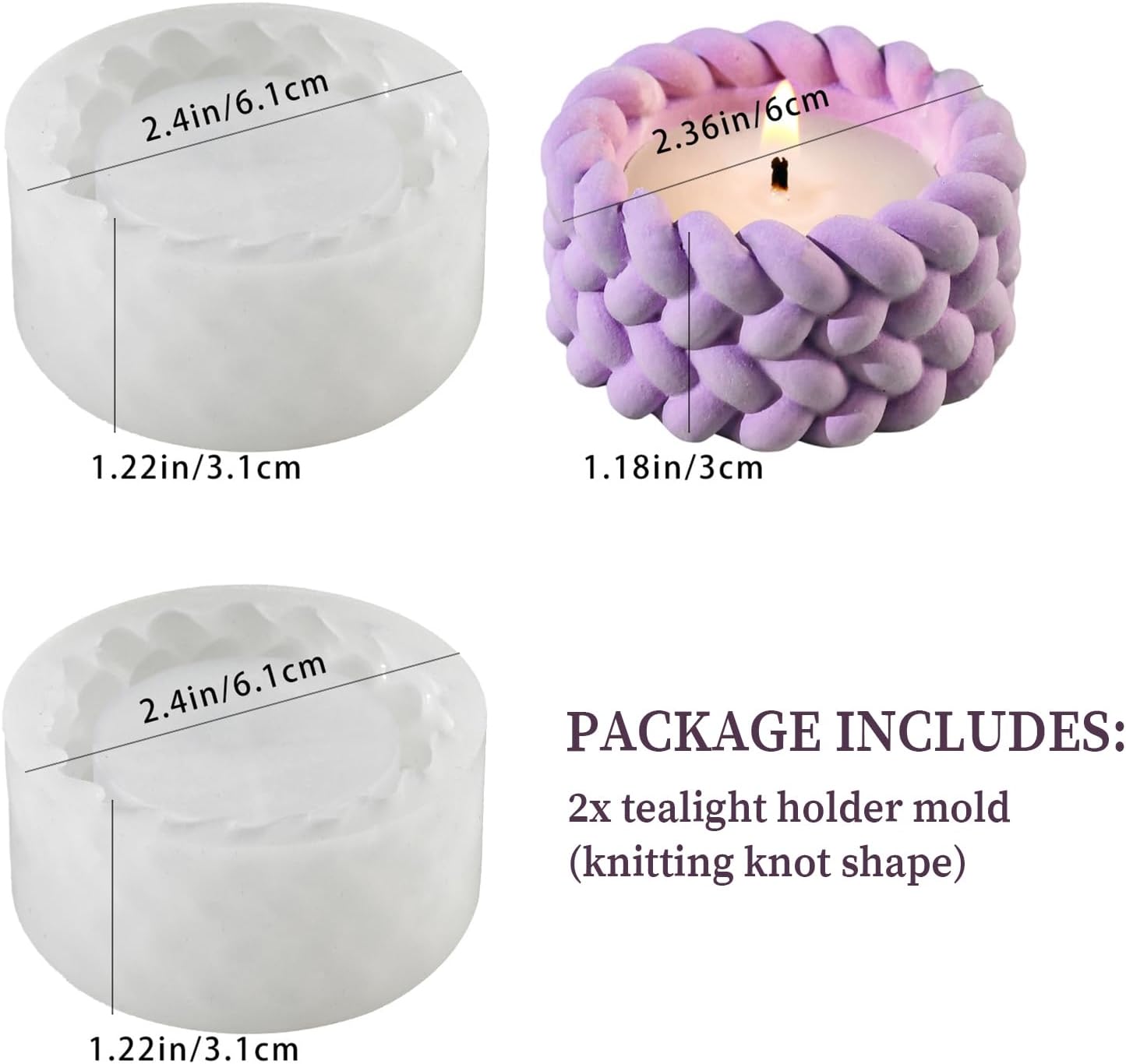 Wehous 2PCS Knot Shape Tealight Holder Mold, Unique 3D Candle Holder Silicone Resin Mold, Cylinder Jewelry Holder Container Storage Mold for Epoxy Resin Concrete Art Craft Home Xmas Decor