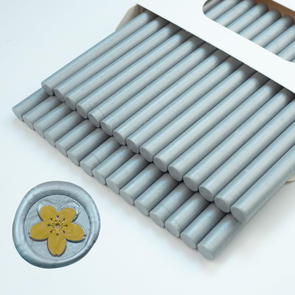 Wax Seal Stick, Ioggtser 30PCS Mini Glue Gun Wax Seal Stick for Wax Seal Stamp, Sealing Wax Sticks for Wedding Invitations, Cards, Envelopes (Silver)