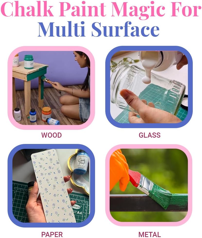 GRANOTONE Chalk Paint for Furniture | Matt-Finish Water-Based Acrylic Paint for Wood, Walls, Metal, Glass, Paper, Fabric Canvas | Maximum Coverage Chalk Paint for Kids & Adults, 500 Ml (NUT BROWN)