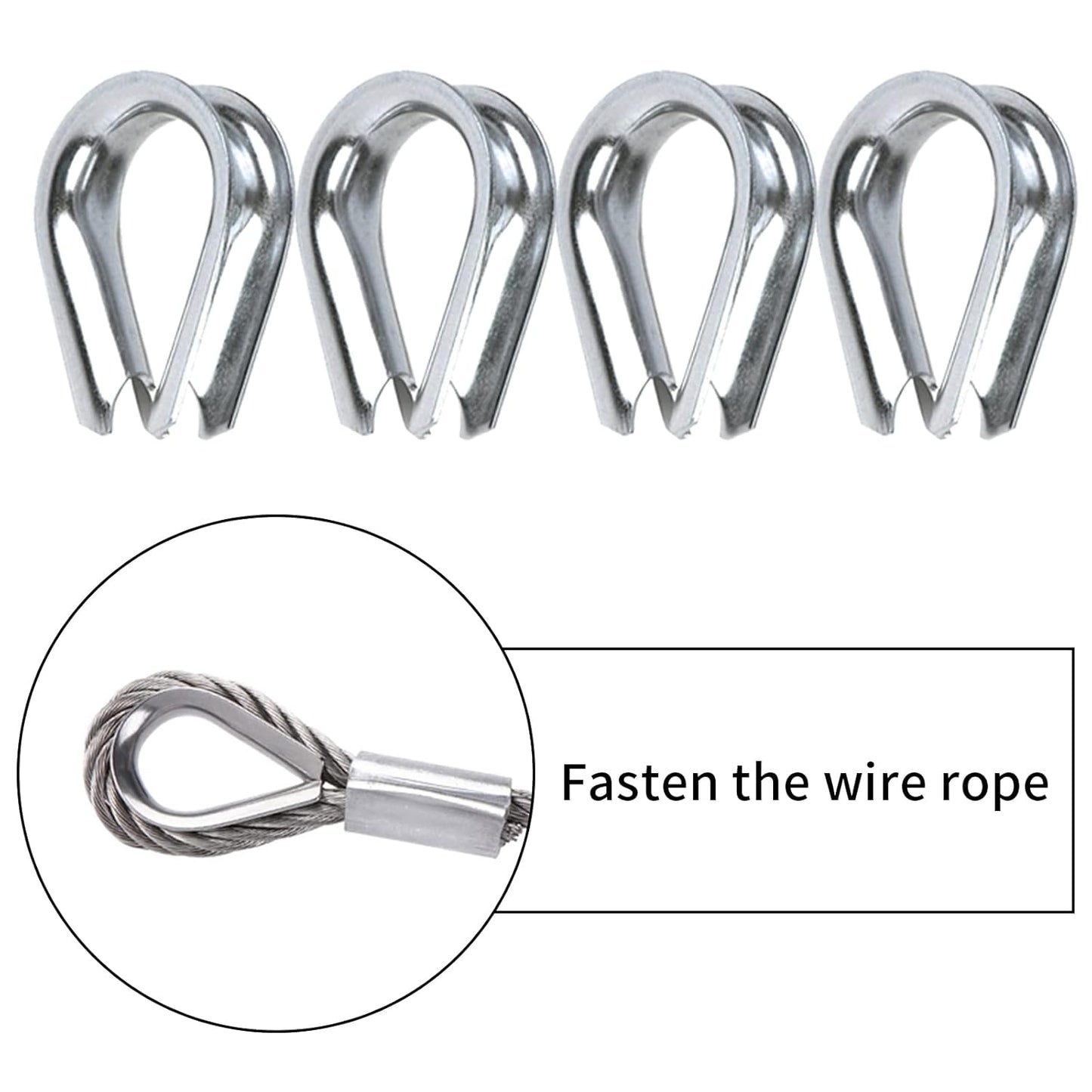 1/8 inch Wire Rope Kit, Haploon 33ft Wire Cable Rope Stainless Steel Cable Railing kit, 50 Pcs Aluminum Crimp Sleeves and 12 Pcs Thimble for Decking,Railing,DIY Outdoor Shades, Picture Hanging