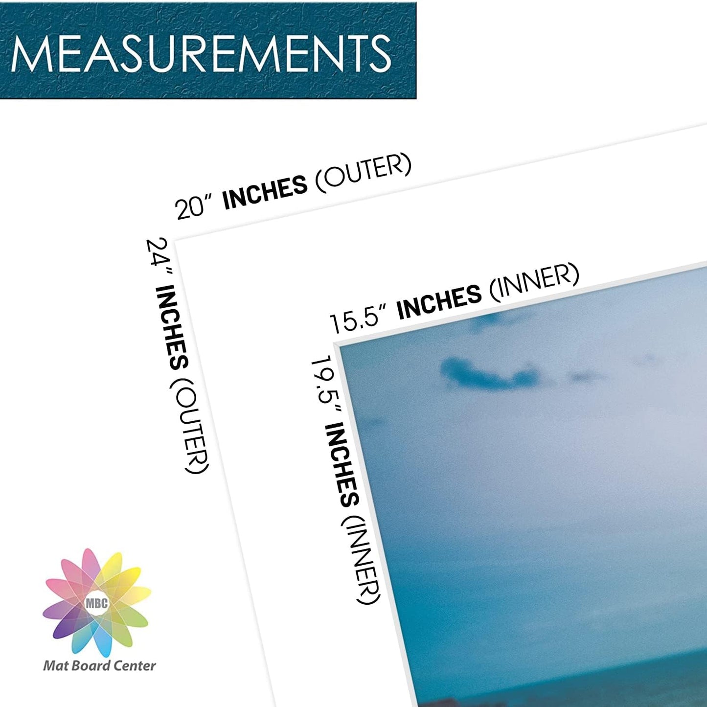 Mat Board Center, Pack of 10, 20x24 for 16x20 White Photo Picture Mats - Acid Free, 4-ply Thickness, White Core - for Pictures, Photos, Framing