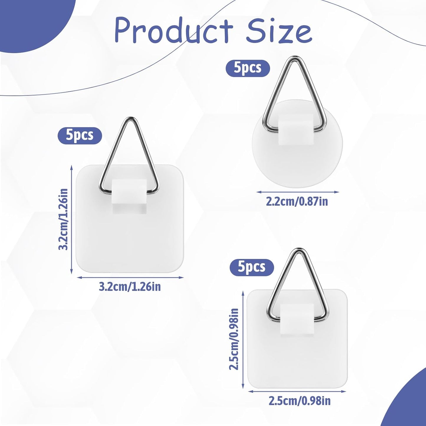 simarro 15PCS Adhesive Picture Hanger, Picture Hanging Hooks Without Nails Foamboard Pictures Hanging Hooks Plate Hangers for The Wall for Plate Frame Wall Art Decor Bathroom Closet(Round Square)