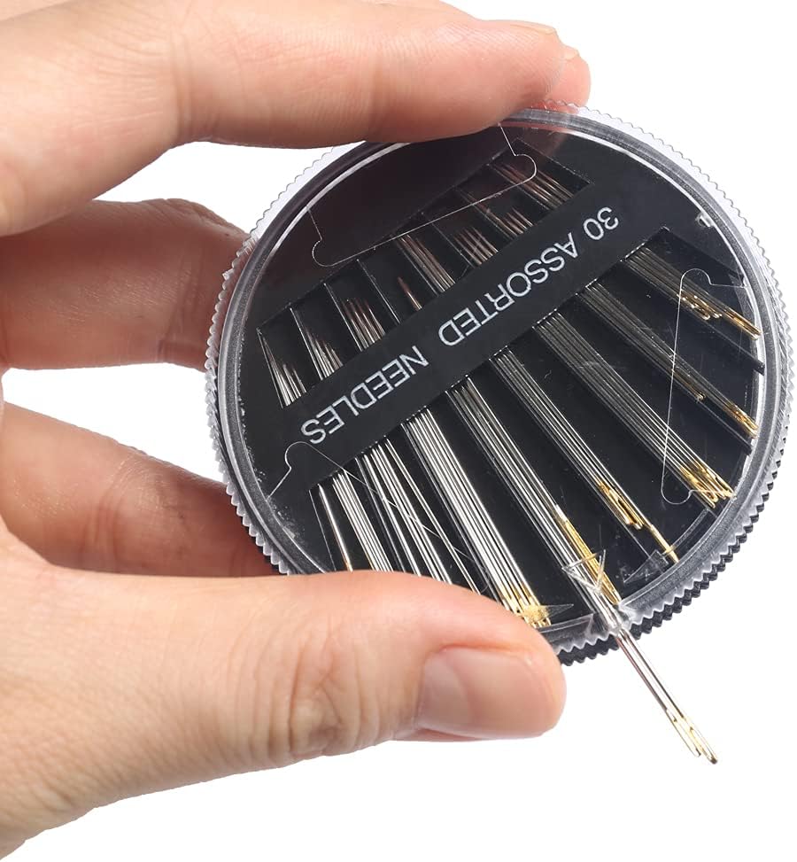 Eketirry Premium Hand Sewing Needles，30-Count Assorted Needles for Sewing Repair, 6 Different Sizes Sewing Needles with 2 Threaders (Black,1)