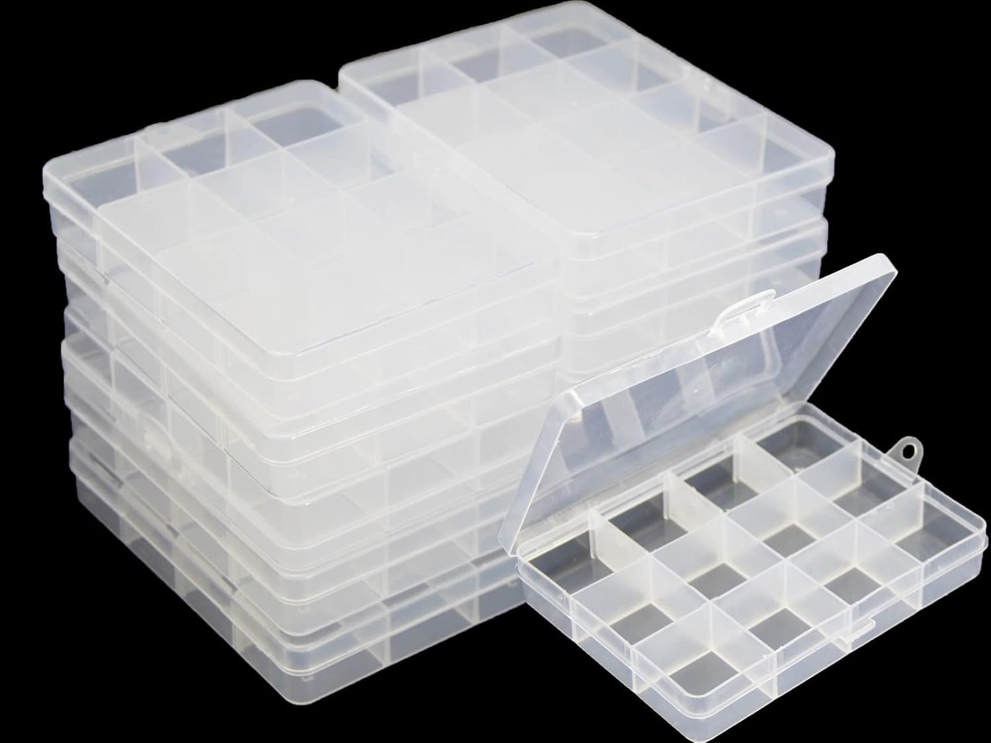 Small Plastic Organizer Box 10 packs12 Grids Clear Storage Container Jewelry Case with Fixed Dividers for Beads Art DIY Crafts Jewelry Fishing Tackles 5.04 * 3.82 * 0.87 inches