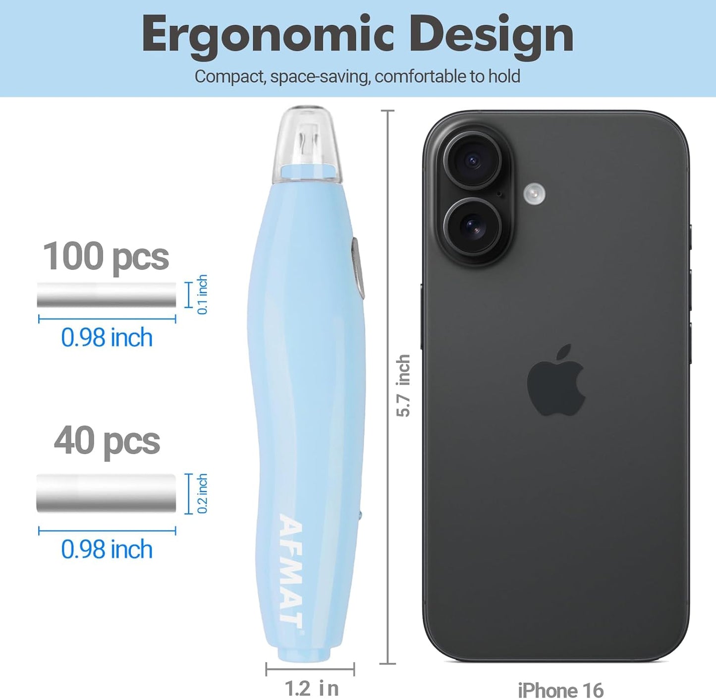 AFMAT EE04BL Electric Eraser, with 140 Refills, Rechargeable Pencil Eraser for Artist, Electric Erasers for Drafting, Drawing, Painting, Sketching, Architectural Plans, Detailer Tool-Light Blue