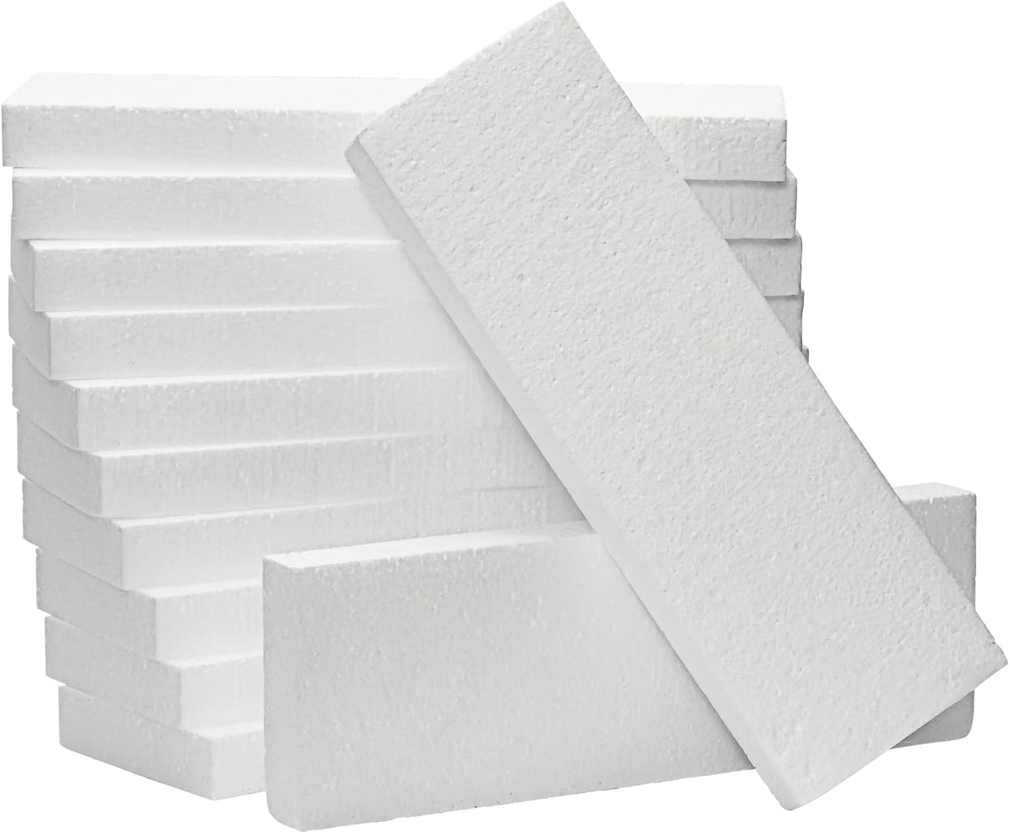 Juvale Foam Rectangle Blocks for Crafts - 12 in x 4 in x 1 in, White, 12 Pack - Cuttable & Paintable for Diorama Foam Boards & Sheets, Model Making & School Projects
