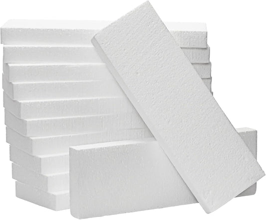 Juvale Foam Rectangle Blocks for Crafts - 12 in x 4 in x 1 in, White, 12 Pack - Cuttable & Paintable for Diorama Foam Boards & Sheets, Model Making & School Projects