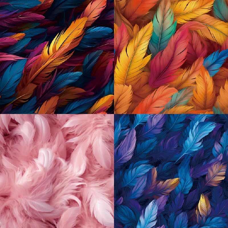 Feather Themed Scrapbook Paper Pad 6x6 inches, Single-Sided Boohoo Designs Printe Decorative Paper Sheets For Craft, Home Decor and Parties-24