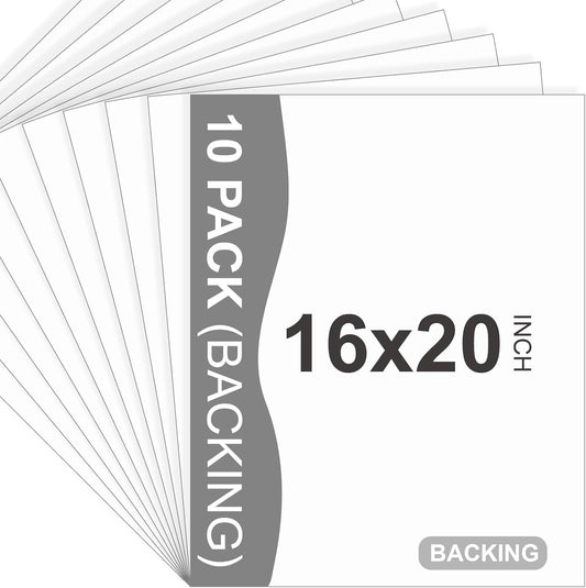 10 Pack Backing Boards, 16x20 Uncut White Mats Matboards, Acid-Free Backerboards for Art Prints, Ideal for Photos, Pictures, Prints, and Frames