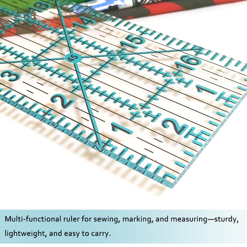 Quilting Rulers, Sewing Ruler, Acrylic Ruler for Sewing and Quilting,Cutting Ruler with Non-Slip Rings (3"x17",1.5"x17",3"x12",1.5"x10",1"x6") (Blue)