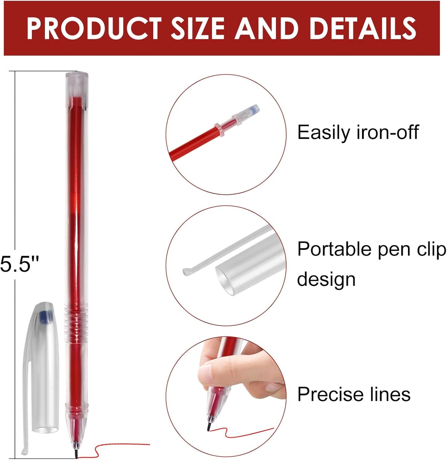 24pcs Heat Erasable Pens for Fabric, Assorted Colors, Fabric Pens for Sewing Erasable for Quilting Sewing DIY Dressmaking Fabrics Tailors Chalk