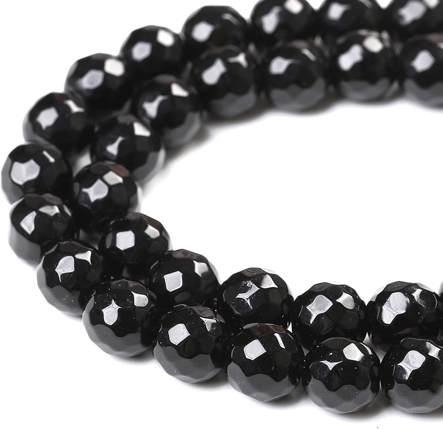 32pcs 12mm Natural Faceted Black Agate Stone Beads for Jewelry Making Energy Healing Beads DIY Bracelet Necklace Accessories 15" (12mm, Faceted Black Agate)
