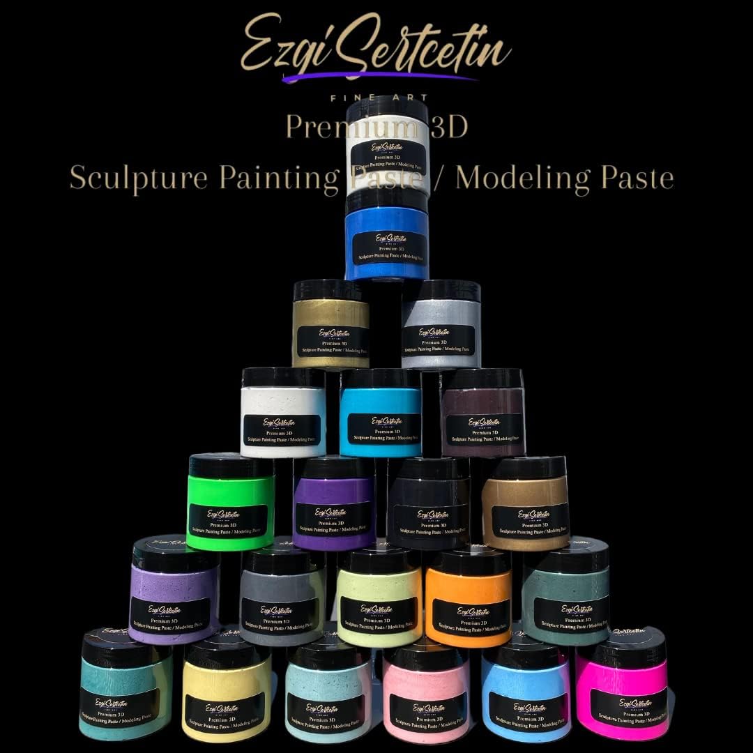 3D Sculpture Painting Paste|Texture Paste|Decorative Plaster|Ready to Use|Unique Colors|Ideal for Artwork|Stencil|Flowers|Texture|Art Relief| 6 oz (Metallic Light Blue)