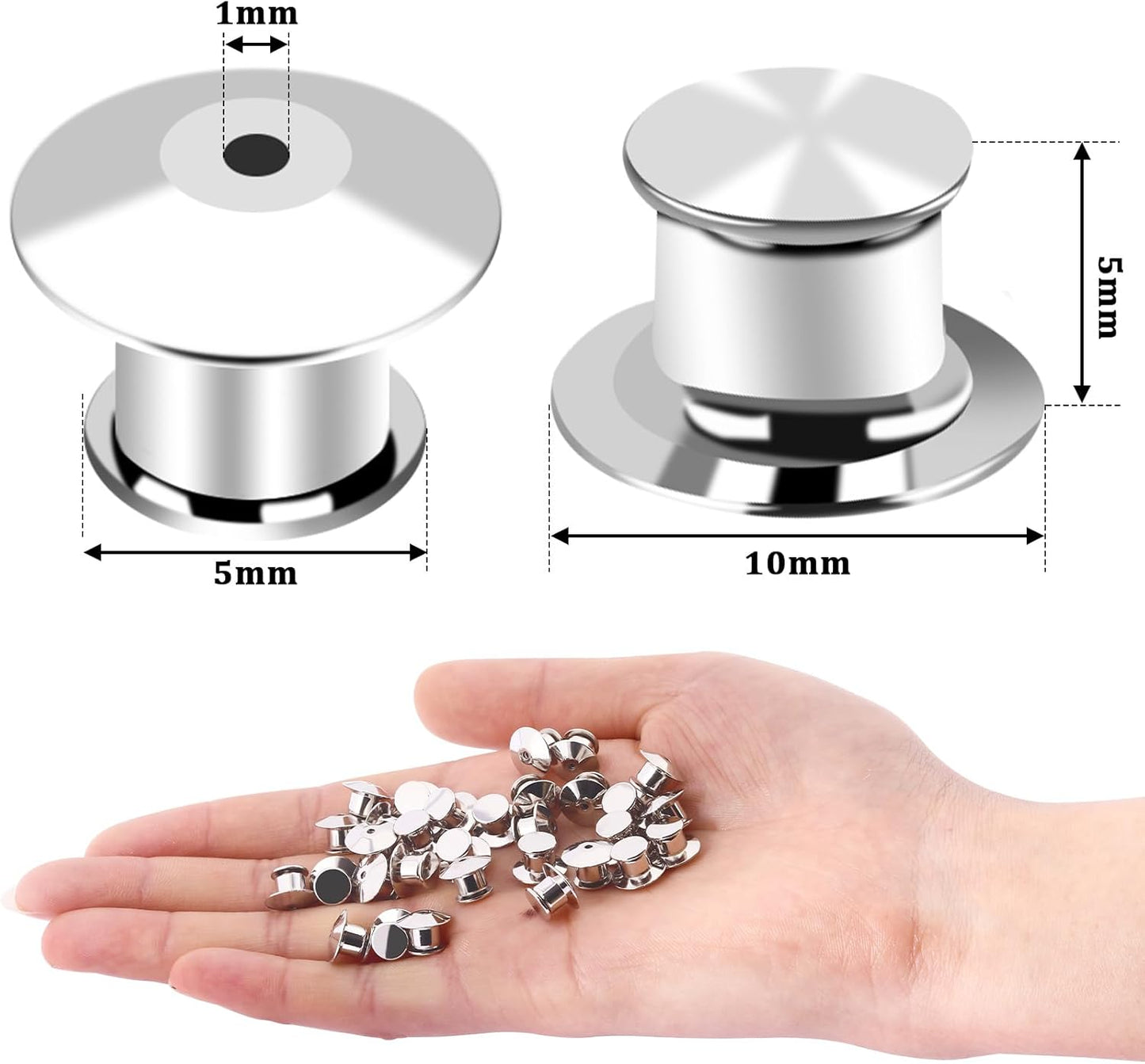 DECYOOL 20PCS Metal Locking Pin Backs, Pin Keepers Clasp Pin Backs Locking Buckles for Brooch DIY Crafts Badges Enamel Lapel Needles Pin Lock