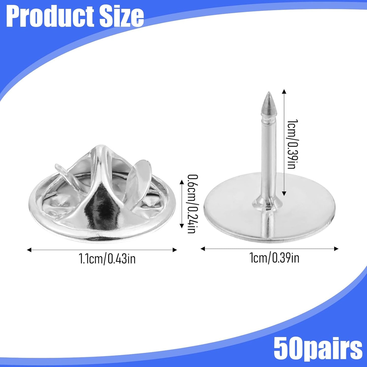 50 Pairs Silver Metal Pin Backs, Butterfly Tie Tacks Blank Pin Keepers Enamel Pin Locking Backs for Clothes Brooch Uniform Badges Lapel Hat Tie Tack Craft Making Jewelry Making