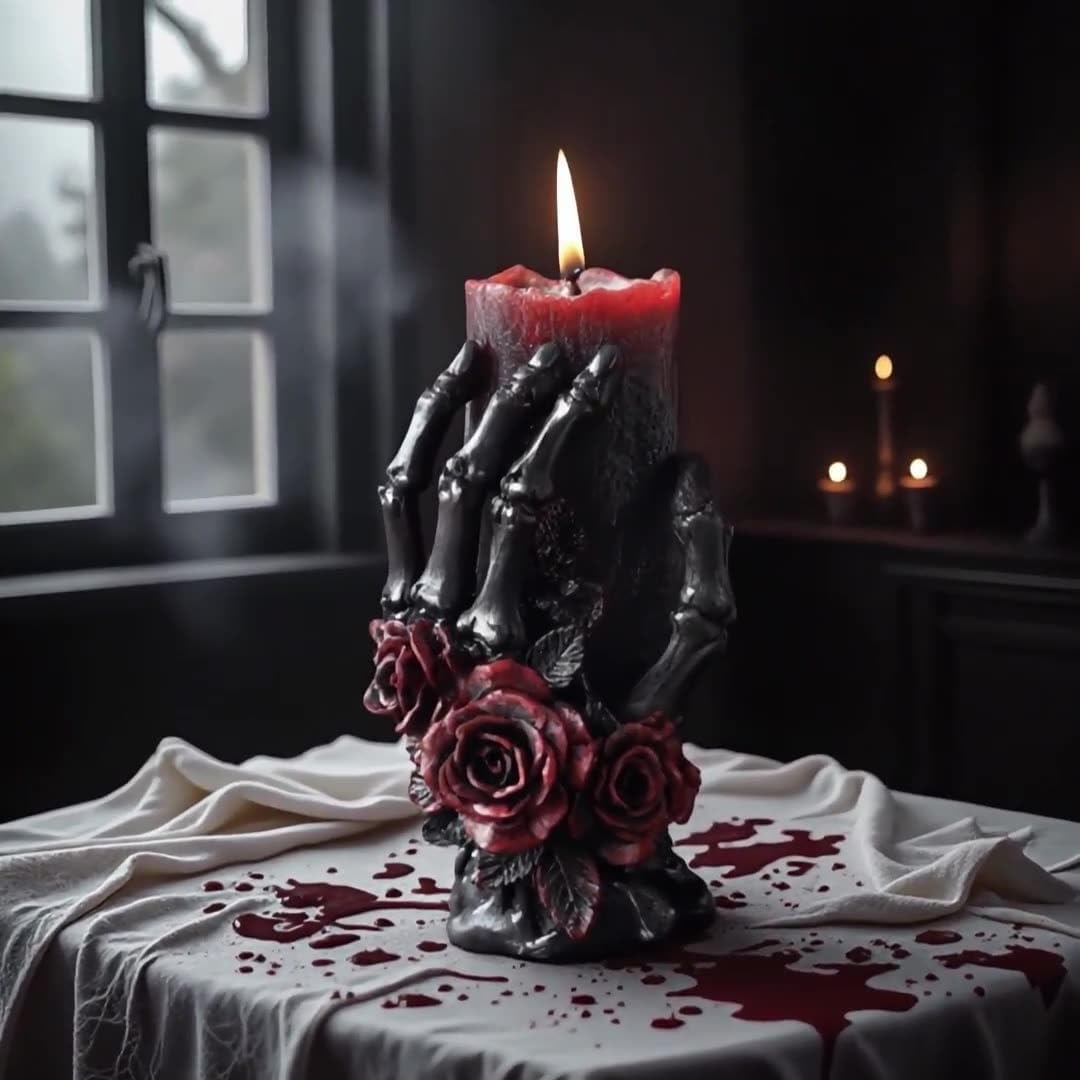 2 Pcs Halloween Skull Candle Molds 3D Skull Resin Molds, Ghost Hand Silicone Molds for Epoxy Resin Casting, Aromatherapy Soap Candle Making Molds