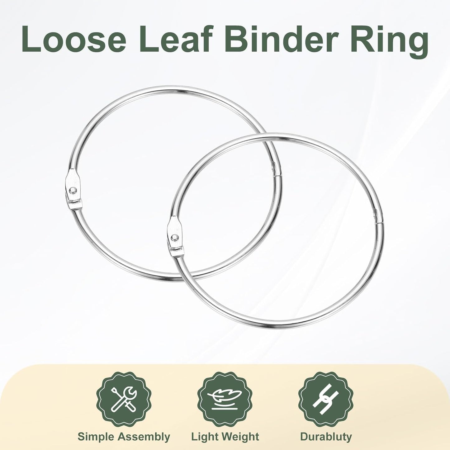 PATIKIL 3.1" x 3.5" Loose Leaf Binder Rings, 30 Pcs Metal Book Rings Nickel Keychain Ring for Paper Index Cards Flash Card Notebook Rings Office Home Book Binder, Silver Tone