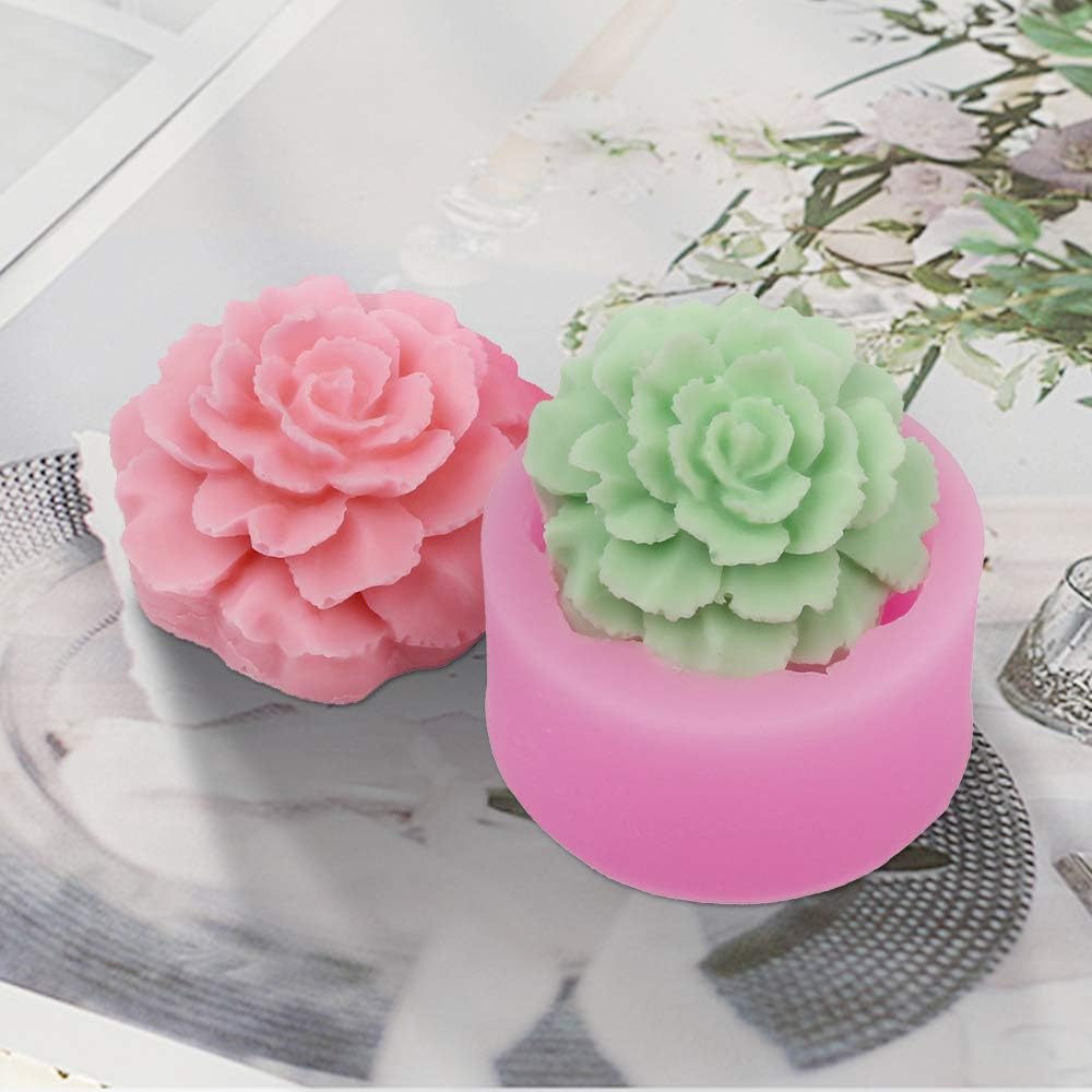 3D Carnation Candle Mold Flower Silicone Mold for Soap, Fondant, Cake Decorating, Chocolate, Candy,Ploymer Clay, Mother's Day Gift