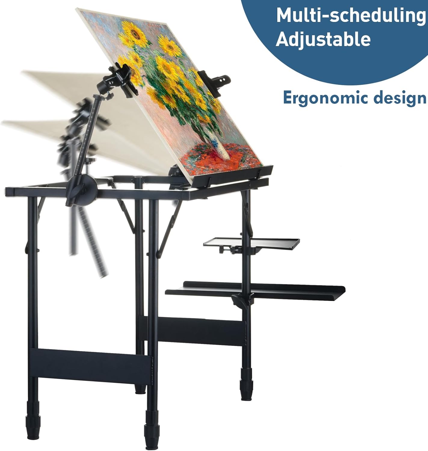 Artist Easel Stand Metal Foldable Portable Ergonomic Adjustable Easel for Painting Canvases Height from 16" to 30" Equipped with Carry Bag&Umbrella Stand for Outdoor&Indoor Painting Drawing