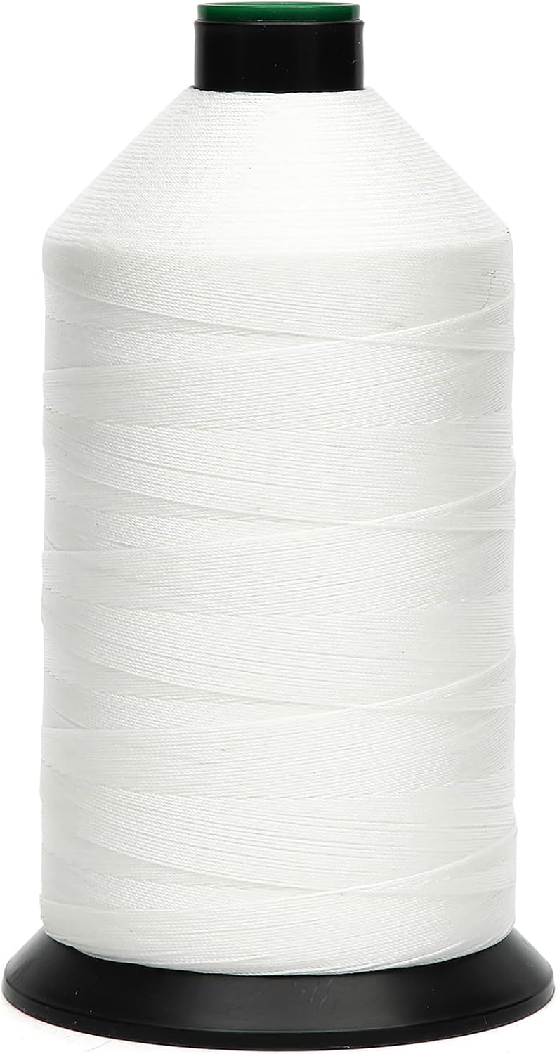 Extra Strong Bonded Nylon Thread #138 Tex135 – 16 OZ, 3000yds, Versatile Stitching Solution for Leather, Upholstery, Canvas Repair and More (White)