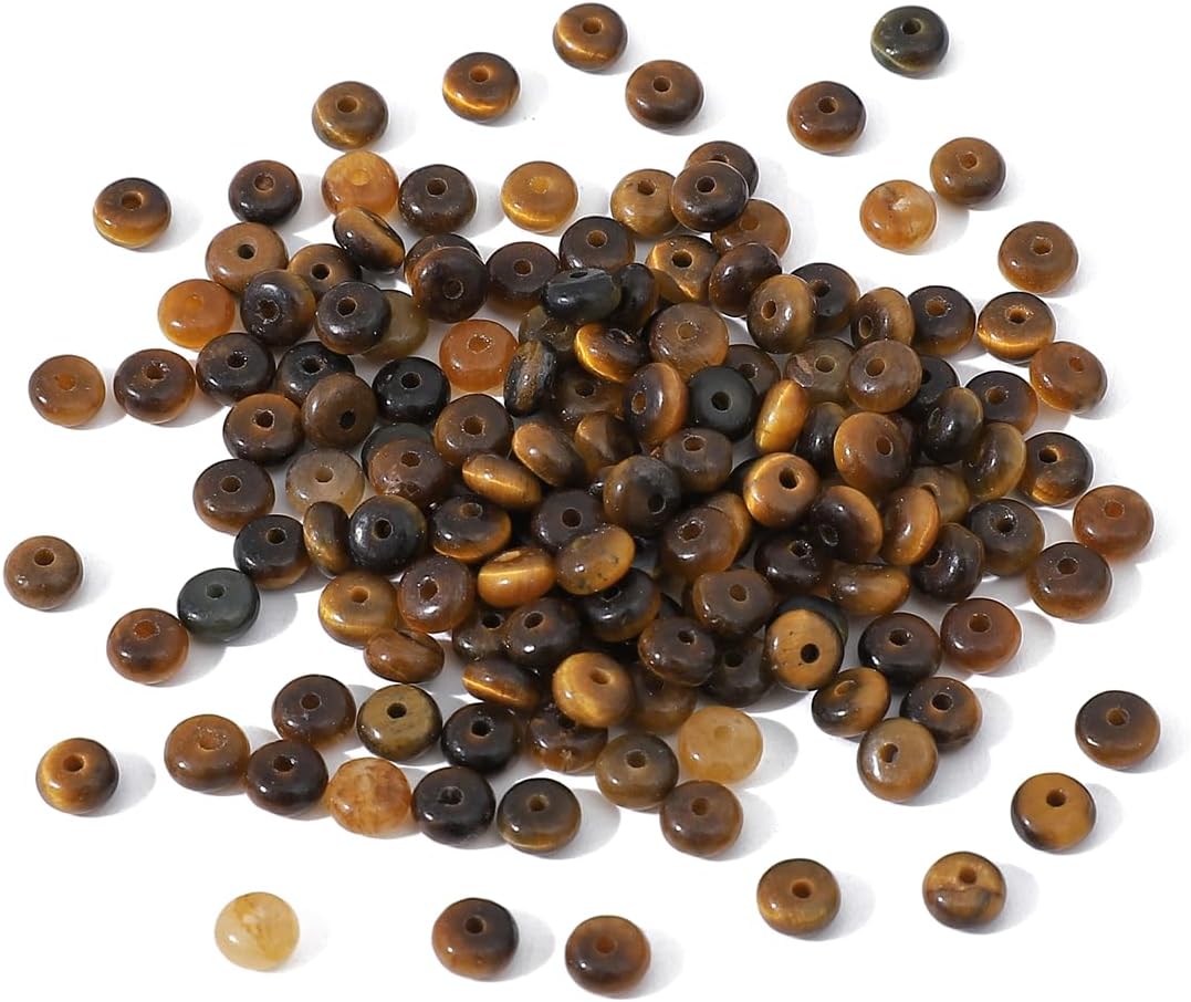 Natural Yellow Tiger Eye Disk Stone Beads 4x2mm 160pcs Rondelle Loose Semi Gemstone Beads for Jewelry Making Design