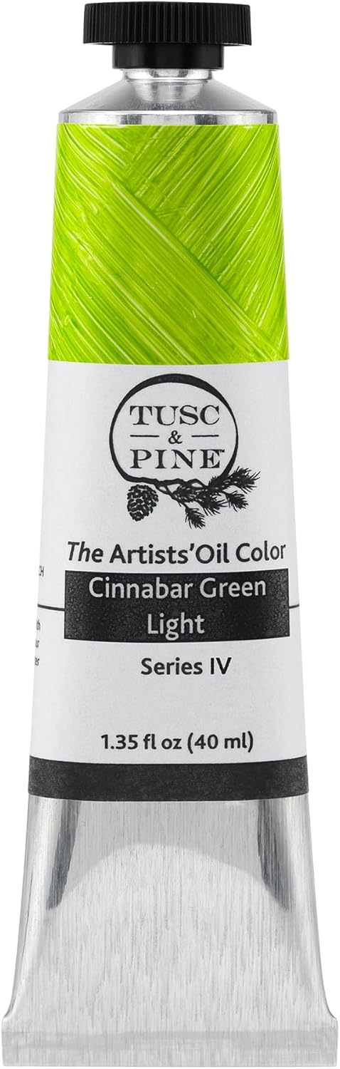 Tusc & Pine Artist Oil Paint - Cinnabar Green Light, 40 ml, Non-Yellowing, Rich & Creamy Consistency, Maximum Pigment Load, Small Batch Milled Oil Paints Made in the USA for Professional Artists