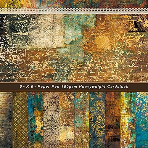 Scrapbook Paper Pad 6x6 Vintage Colored Paper, Single-Sided Decopodge Paper,Colorful Cardstock Paper Scrapbooking DIY Decorative Background Cardmaking Supplies, Junk Journal Craft Paper-24Pcs