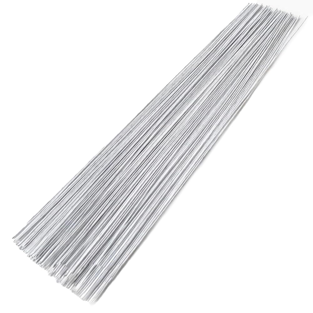 HAHIYO 18Gauge White Paper-Wrapped Metal Floral Wire 14 Inches(36cm), 70 Pack Flexible Paddle Wires Florist Wire Garden Wires for Craft Christmas Wreath Flower Arrangement Bouquet Wrapping Wedding DIY