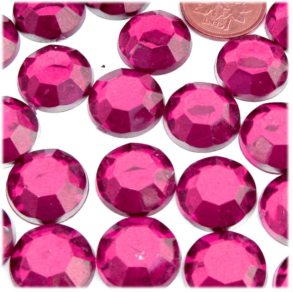 The Crafts Outlet 72pc Rhinestones Round 20mm - Flatback Fucshia