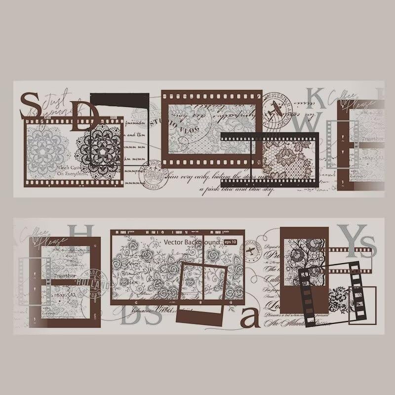 3pcs Vintage Lace Tape Cutout Art Lace Black White Stickers Roll Sticker PET Reusable Exquisite Lace Floral Film Pattern Tape for DIY Scrapbook Album Journal Photo Frames Decor