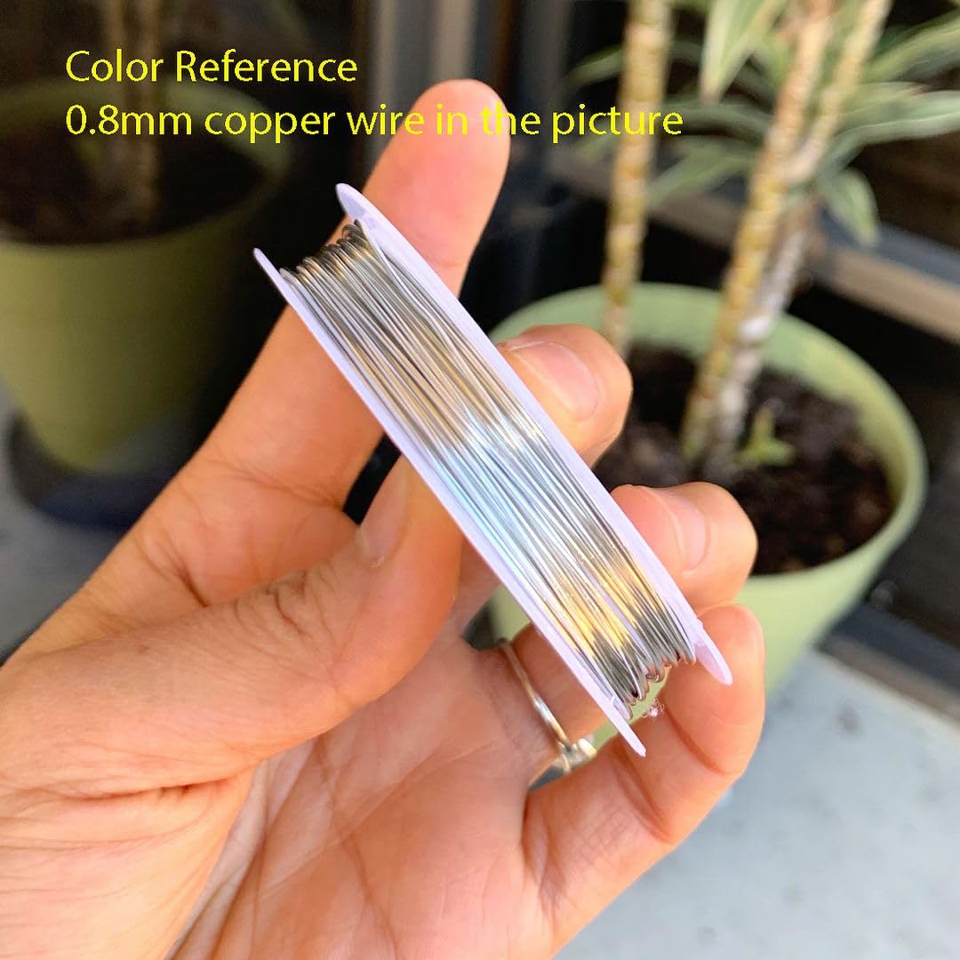 Adabele 124 Feet Premium Tarnish Resistant Round Jewelry Wire Copper Beading Wire Spool Bulk (0.6mm/22 Gauge) Sterling Silver Plated for DIY Craft Jewelry Making BF285-6