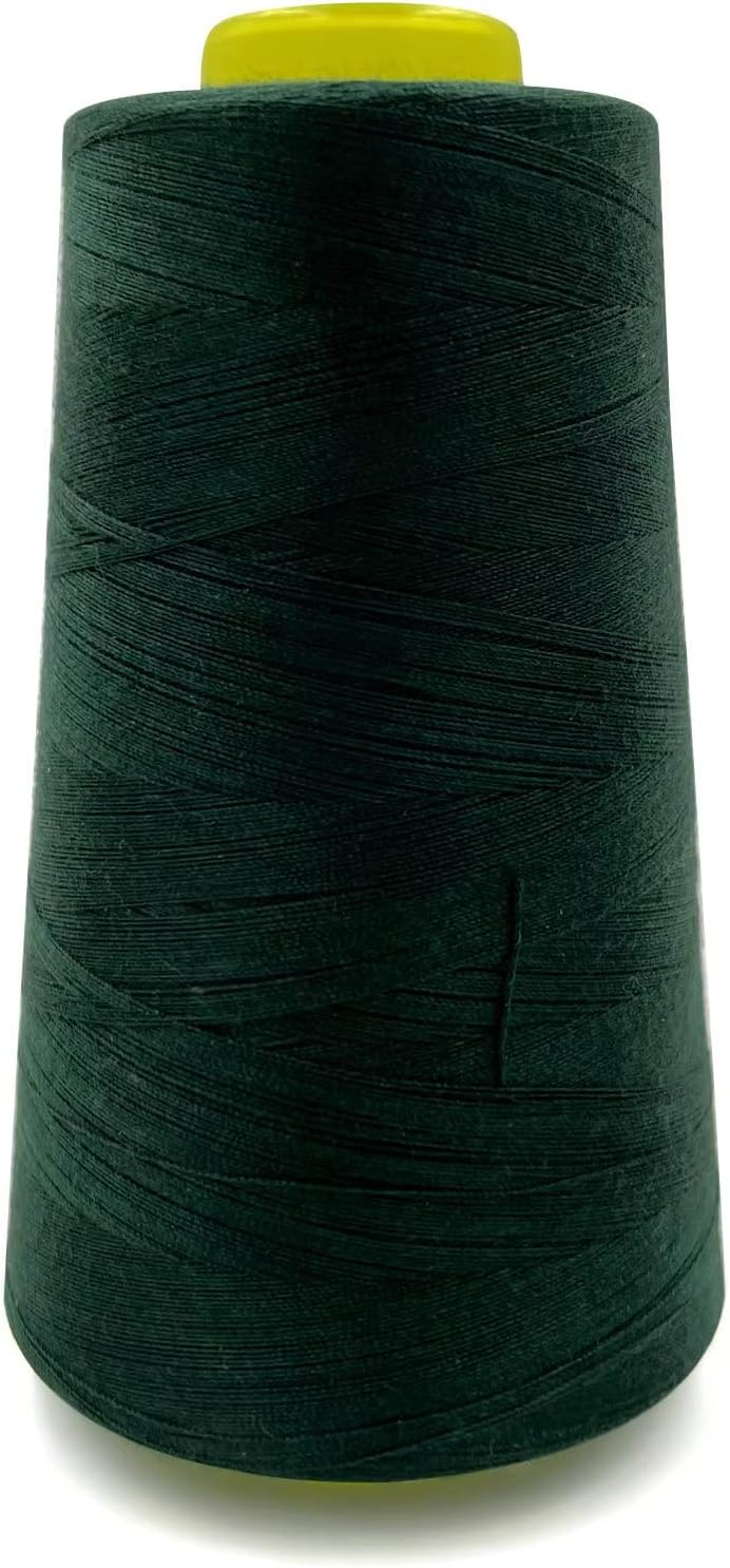 Tortoise 4 Cones of 3000 Yards Each Spool Thread for All Purpose, Serger, Overlock, Quilting, Sewing Machine - 40S/2 Dark Green 100% Polyester