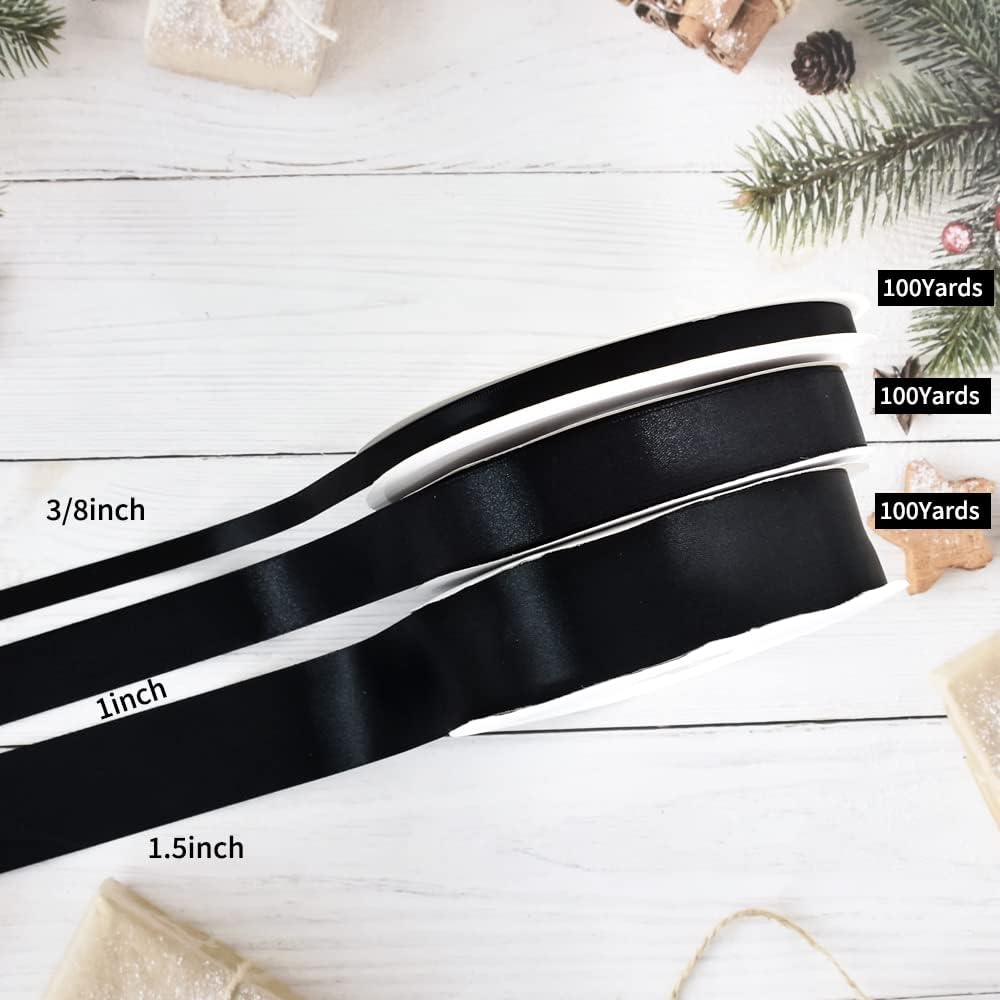 TONIFUL 1 Inch x 100yds Silver Satin Ribbon, Thin Solid Color Satin Ribbon for Gift Wrapping, Crafts, Hair Bows Making, Wedding Party Decoration, Invitation Cards, Floral Bouquets, Christmas