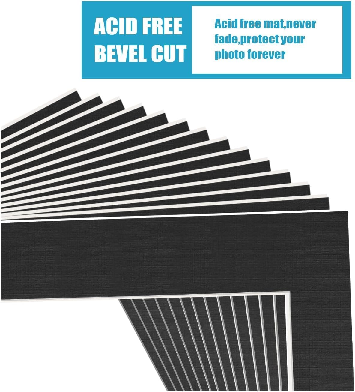 Egofine 5x7 Black Picture Mats Pack of 11, Frame Mattes for 4x6 Pictures, Acid Free, 1.2mm Thickness, with Core Bevel Cut