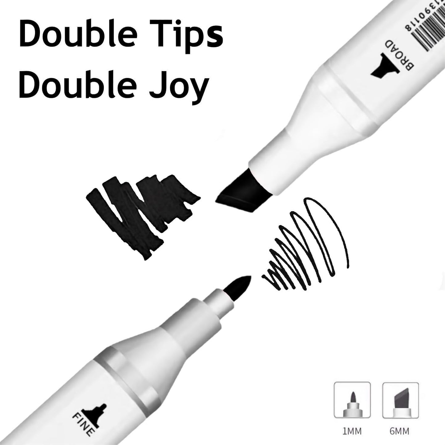 6pcs Black Alcohol Markers Set, Dual Tips Art Markers Drawing Sketched Double Tipped for Beginner Adults Kids(Black)