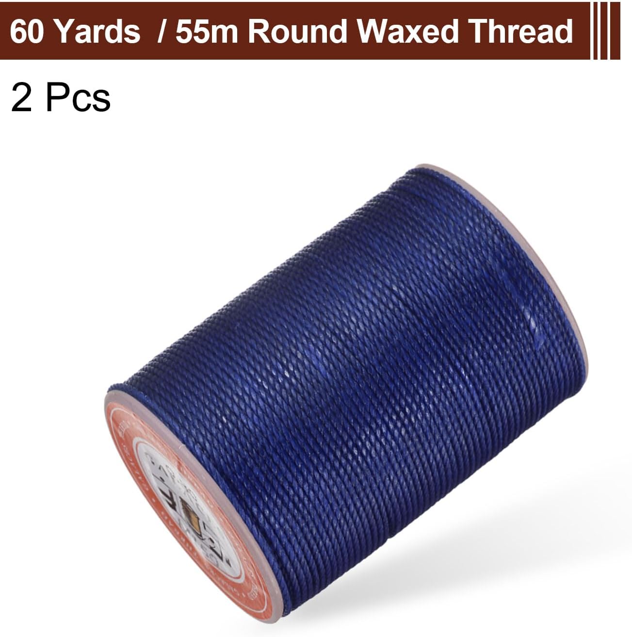 uxcell Round Leather Sewing Waxed Thread, 55m / 60 Yards Polyester Wax String, 0.80mm Wax Stitching Cord for Leather Crafts, Bookbinding, Bracelets Braided, Sapphire Blue, 2pcs