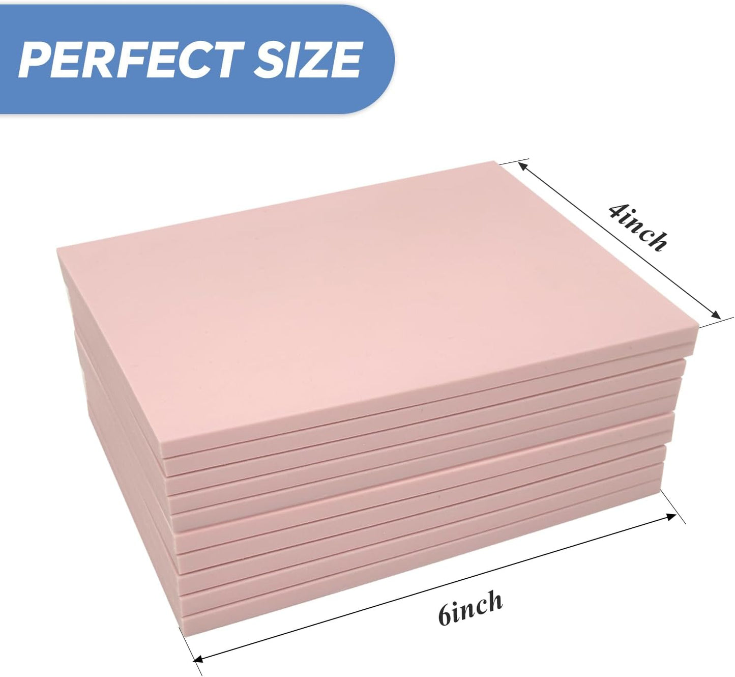 10 Pack 4"x6" Pale Pink Rubber Stamp Carving Blocks Pink Rubber Carving Blocks Linoleum Block for Stamp Maker Printmaking Supplies