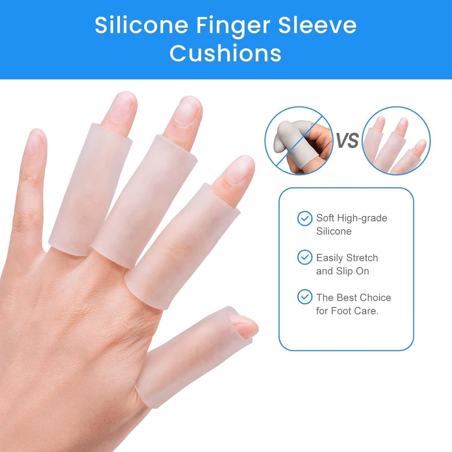 20 PCS Gel Finger Sleeve Protectors - Silicone Finger Sleeves Cushions and Protects - Finger Cots Bandages Provide Relief for Finger Cracking, Corns, Blisters and Calluses Protect (Clear)
