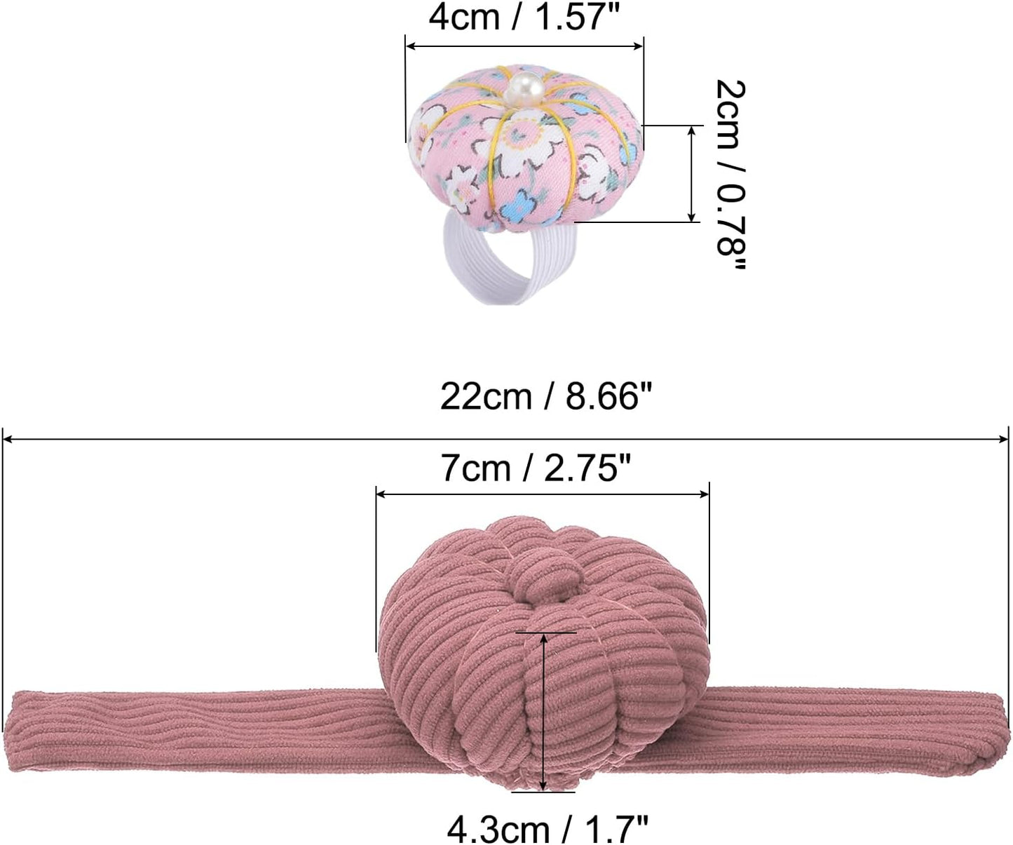 PATIKIL Wrist Pumpkin Pin Cushion, Snap Pin Cushion with Elastic Strap Ring Portable Embroidery Needle Pin Storage for Hand Craft Knitting, Pink