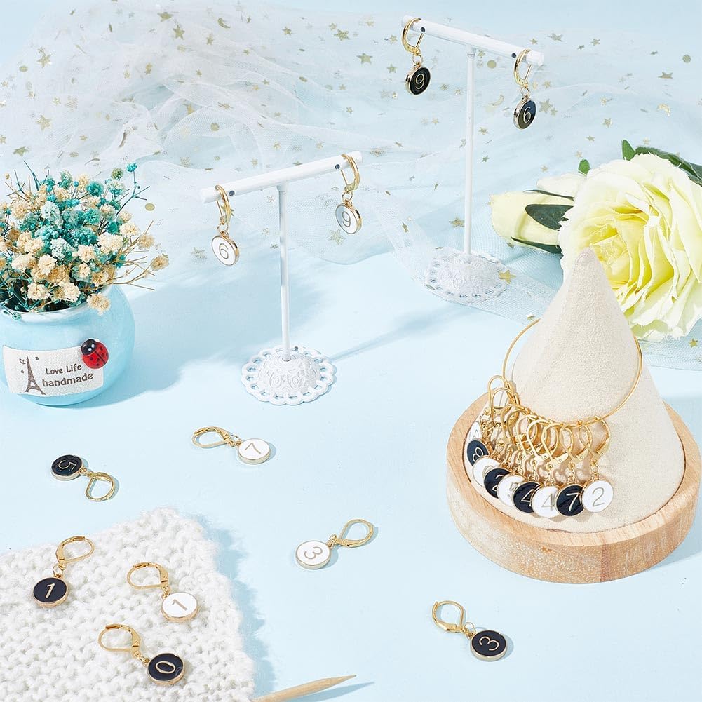 SUNNYCLUE 1 Box 20Pcs Number 1~9 Stitch Markers Charms Crochet Enamel Cute Removable Clip on Leverback Clasp Charm Locking Metal Knitting Markers for Weaving Sewing Knit Quilting DIY Zipper Pull