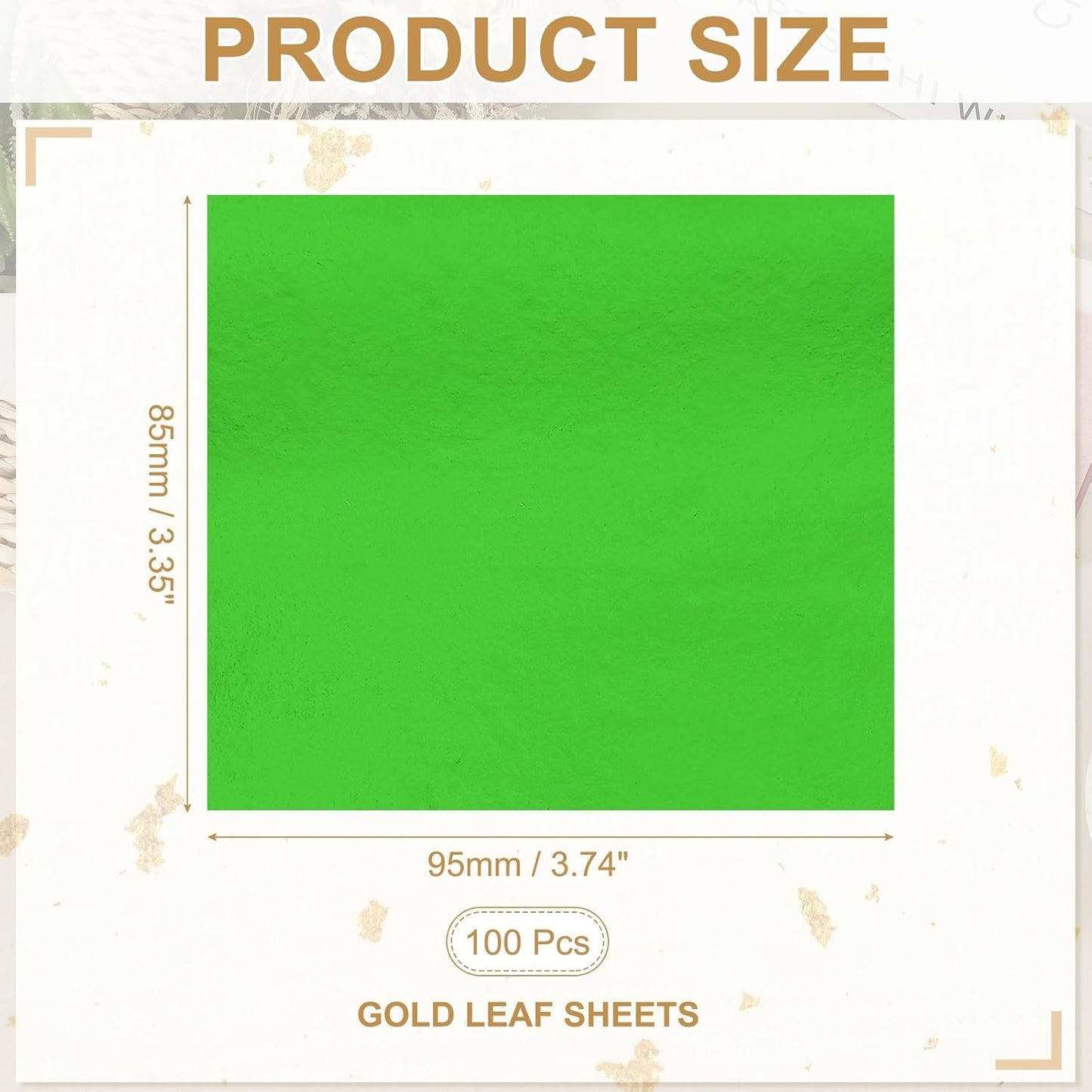 PATIKIL Gold Leaf Sheets for Art 3.7" x 3.4", 100 Pcs Gold Foil Sheet Metallic Leaf Papers for DIY Crafts Resin Furniture Nails Paintings Home Decoration, Green